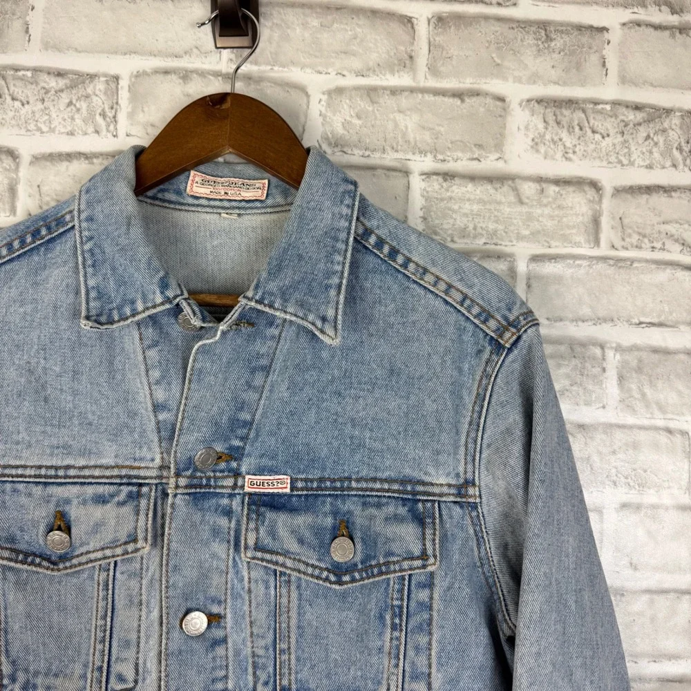 Vintage Guess Jeans Georges Marciano Denim Jacket Light Wash Made in USA SMALL - Picture 2 of 12